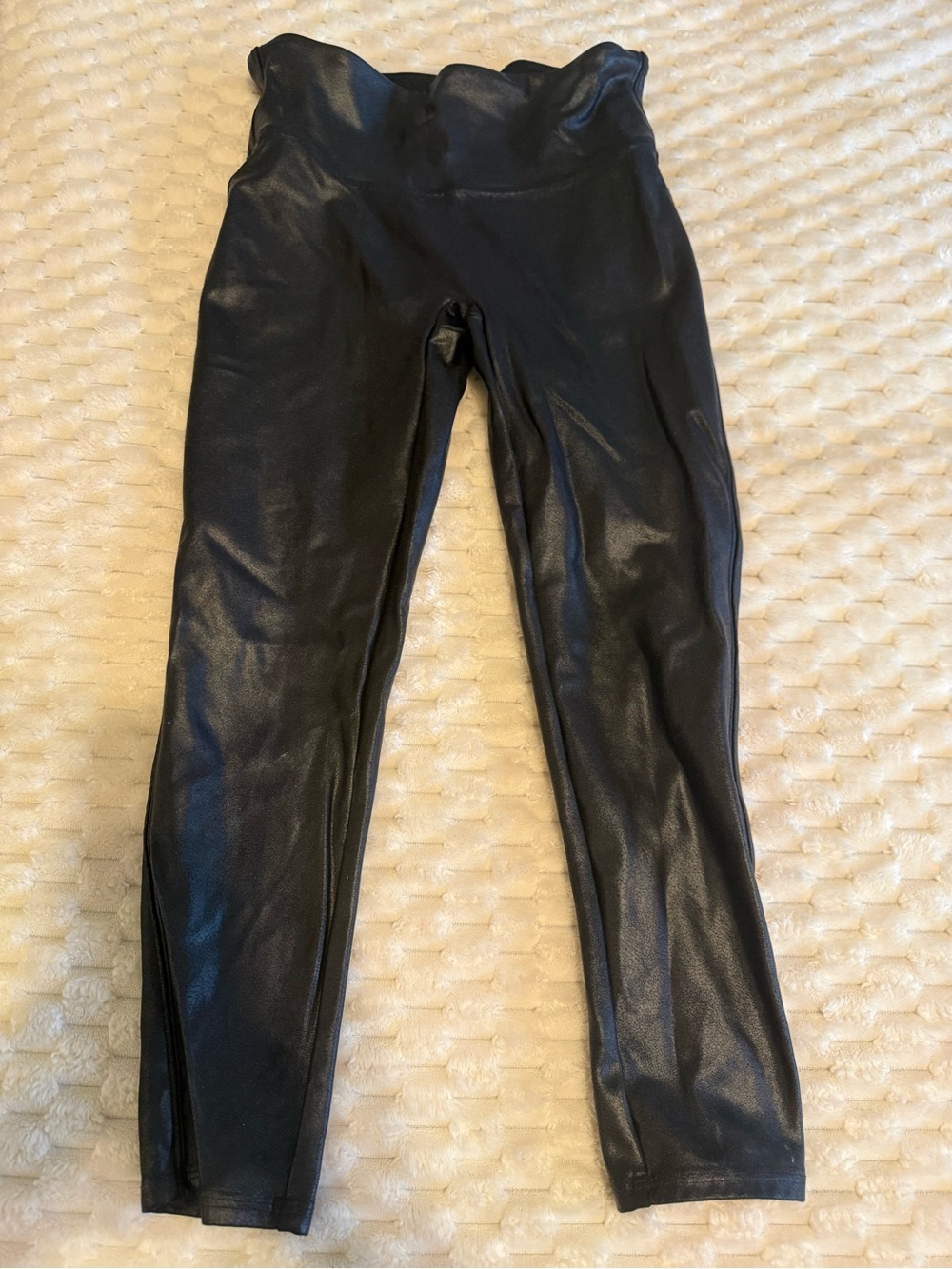 SPANX High-Waist Faux Leather Leggings — Black